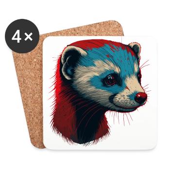 Red Ferret - Coasters (set of 4) - white - Front