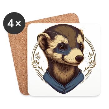 Drôle de furet - Dessous de verre (lot de 4) - blanc - Devant