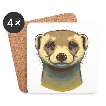 Conception de furet - Dessous de verre (lot de 4) - blanc - Devant