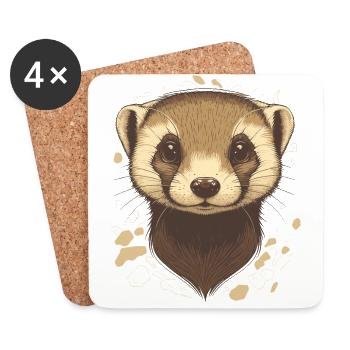 Furet - Dessous de verre (lot de 4) - blanc - Devant