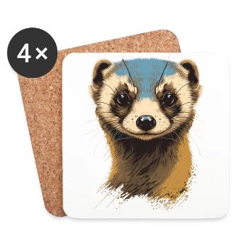 Superbe furet - Dessous de verre (lot de 4) - blanc - Devant