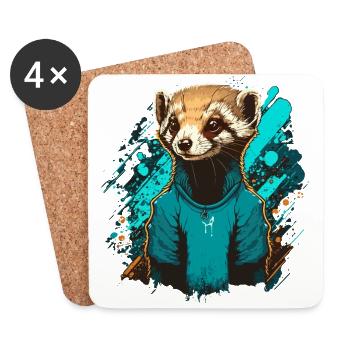Pet Ferret - Coasters (set of 4) - white - Front