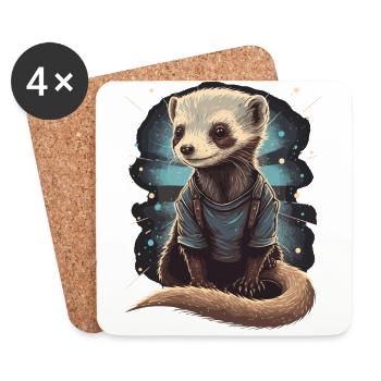 Mignon furet bébé - Dessous de verre (lot de 4) - blanc - Devant