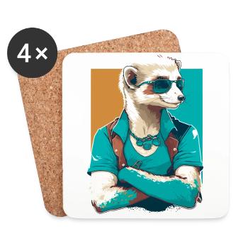 Furet Dude - Dessous de verre (lot de 4) - blanc - Devant