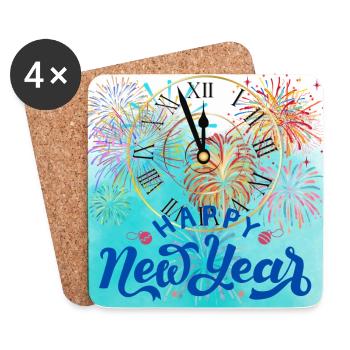 Bonne année ! - Dessous de verre (lot de 4) - blanc - Devant