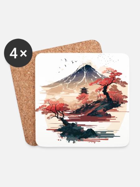 Asiatisch - Untersetzer (4er-Set) - Weiß