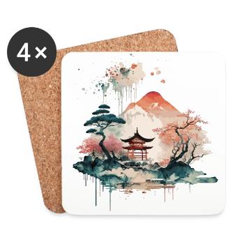 Chinesische Landschaft - Untersetzer (4er-Set) - Weiß - Vorne