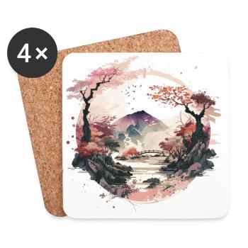 Jardin zen - Dessous de verre (lot de 4) - blanc - Devant