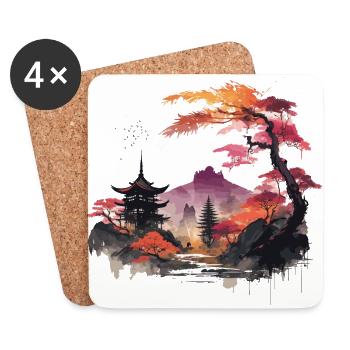 Asian Landscape - Coasters (set of 4) - white - Front