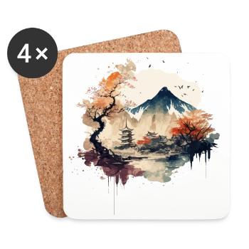 Chinesische Landschaft - Untersetzer (4er-Set) - Weiß - Vorne