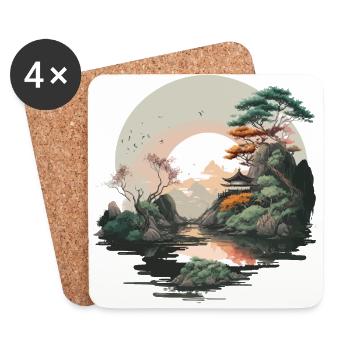 Œuvre d’art Sunrise - Dessous de verre (lot de 4) - blanc - Devant
