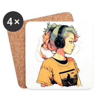 Chill Music Girl - Dessous de verre (lot de 4) - blanc - Devant