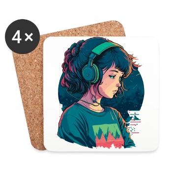 Fille Hip Hop - Dessous de verre (lot de 4) - blanc - Devant