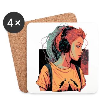 Aesthetic Music Girl - Coasters (set of 4) - white - Front