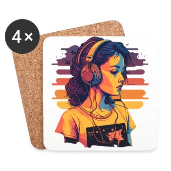 Les filles aiment la musique - Dessous de verre (lot de 4) - blanc - Devant