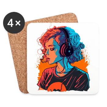 Cute Girl - Coasters (set of 4) - white - Front