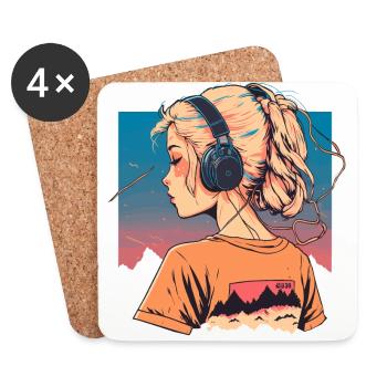 Vaporwave Anime Girl - Dessous de verre (lot de 4) - blanc - Devant