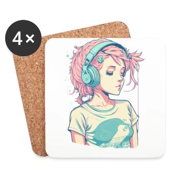 E-fille - Dessous de verre (lot de 4) - blanc - Devant
