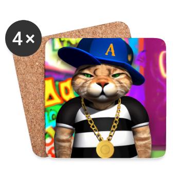 Cool Cat - AI Generated Art - AI Art - Coasters (set of 4) - white - Front