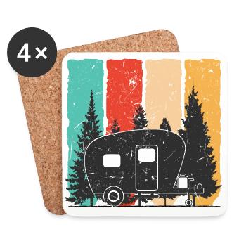 En route pour l’aventure : les campeurs - Dessous de verre (lot de 4) - blanc - Devant