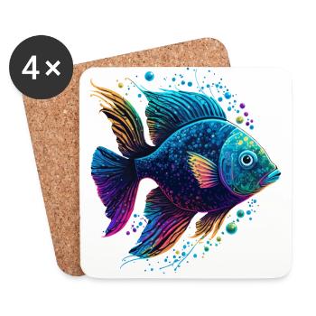Regenbogenfisch - Untersetzer (4er-Set) - Weiß - Vorne
