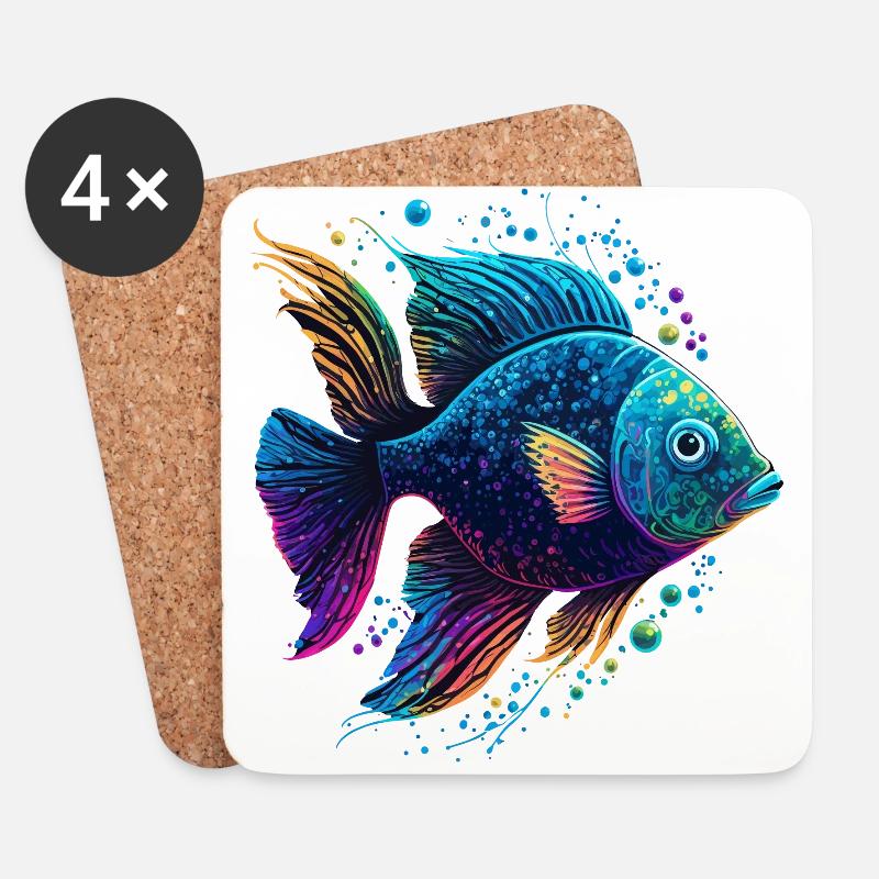 Regenbogenfisch - Untersetzer (4er-Set) - Weiß