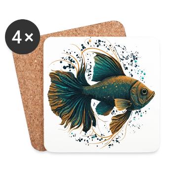 Fish Illustration - Coasters (set of 4) - white - Front
