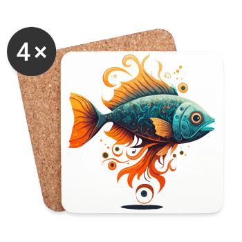Drachenfisch - Untersetzer (4er-Set) - Weiß - Vorne