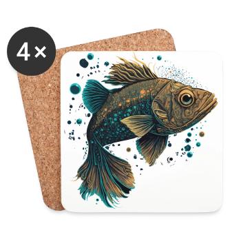 Forelle Illustration - Untersetzer (4er-Set) - Weiß - Vorne