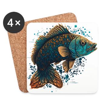 Fish Artwork - Coasters (set of 4) - white - Front