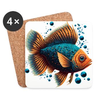 Poissons d’eau profonde - Dessous de verre (lot de 4) - blanc - Devant
