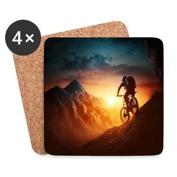 Downhill Grafik Sonnenuntergang Tal abfahrt - Untersetzer (4er-Set) - Weiß - Vorne