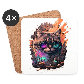 Chat Posion - Dessous de verre (lot de 4) - blanc - Devant