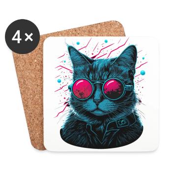 Dj Cat - Dessous de verre (lot de 4) - blanc - Devant
