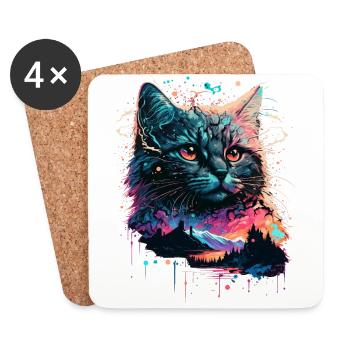 Chat de jeu - Dessous de verre (lot de 4) - blanc - Devant