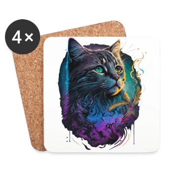 Festival Katze - Untersetzer (4er-Set) - Weiß - Vorne