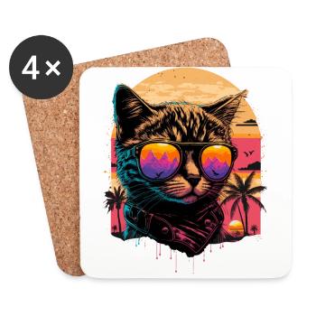 Sunset Cat - Coasters (set of 4) - white - Front
