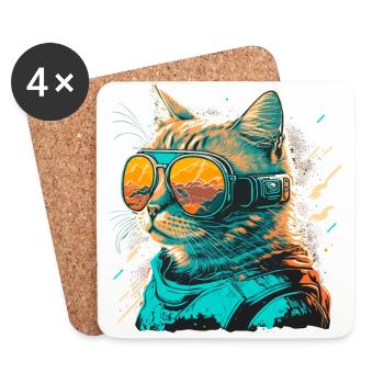 Sand Cat - Coasters (set of 4) - white - Front