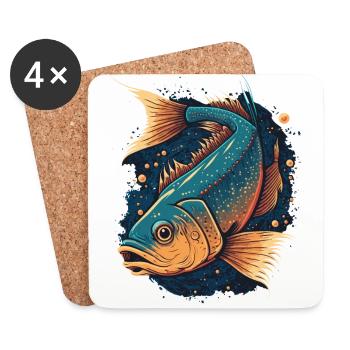 Fish Painting - Coasters (set of 4) - white - Front