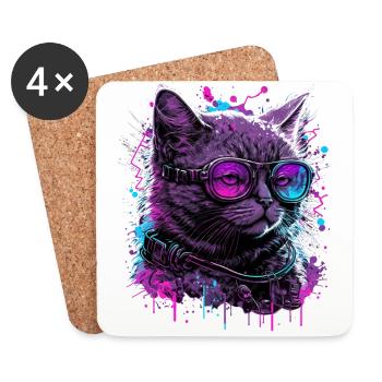 Vaporcat - Dessous de verre (lot de 4) - blanc - Devant