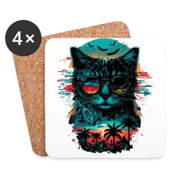 Chat du ciel - Dessous de verre (lot de 4) - blanc - Devant