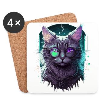 Sky High Cat - Dessous de verre (lot de 4) - blanc - Devant