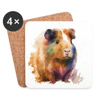 Guinea Pig Owner Illustration - Coasters (set of 4) - white - Front