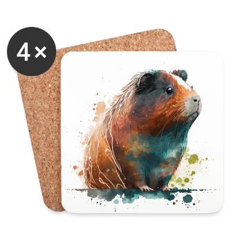 Watercolor Guinea Pig - Coasters (set of 4) - white - Front