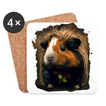 Süßes Meerschweinchen - Untersetzer (4er-Set) - Weiß - Vorne