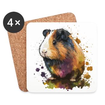 Hamster Illustration - Untersetzer (4er-Set) - Weiß - Vorne