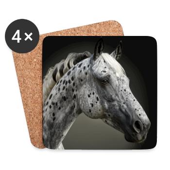 Appaloosa Pferd Kopf Weiß Schwarz Pferdeliebhaber - Untersetzer (4er-Set) - Weiß - Vorne