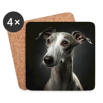 Whippet Süßer Hund Hunderasse Porträt - Untersetzer (4er-Set) - Weiß - Vorne