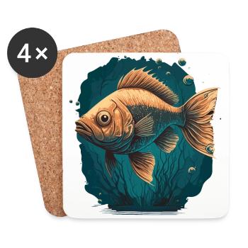 Deep Sea Fish Illustration - Coasters (set of 4) - white - Front