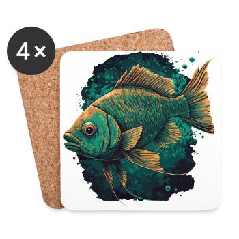 Fish Artwork - Coasters (set of 4) - white - Front